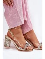 Průhledné Sandály Na Podpatku D&A MR51-705 Zlaté