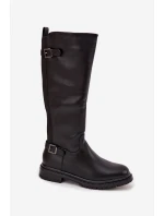 Izolované dámské kozačky na nízkém podpatku s přezkami Černé Sorelle Izolované dámské kozačky na nízkém podpatku s přezkami Černé Sorelle