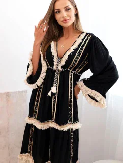 Dámské boho šaty s krajkou černý