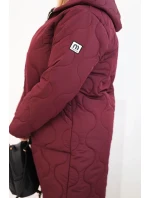 Dámská zimní prošívaná bunda Plus Size s kapucí švestková