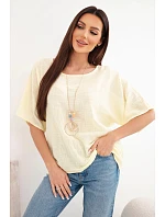 Dámská bavlněná oversize halenka s krátkým rukávem žlutá