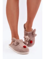 Dámské Hnědé Pantofle S Motivem Sobů Sennalith