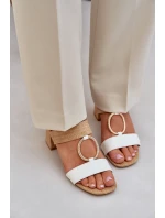 Sandály Na Sloupkovém Podpatku Bílovo-Bežové Afleeria