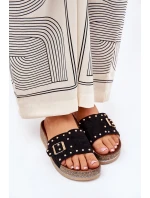 Dámské Pantofle Na Platformě S Přezkou A Hroty Černé Nusithia