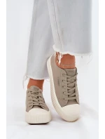 Dámské plátěné tenisky na platformě Big Star – šedé