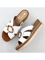 Dámské kožené žabky na platformě bílé Remonte D2L52-80