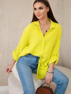 Bavlněná mušelínová košile oversize kiwi