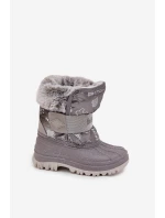 Dětské sněhule s kožíškem na suchý zip Lee Cooper – šedé