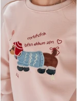 Dámská oversize mikina s výšivkou DOGSWEETY růžová FashionStreet BY1482