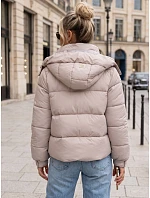 Dámská zimní prošívaná bunda s kapucí, světle béžová, FashionStreet TY5746 Dámská zimní prošívaná bunda s kapucí, světle béžová, FashionStreet TY5746