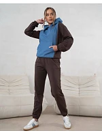 Dámská dvoubarevná tepláková souprava v čokoládově modré barvě (554)