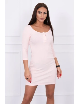 Šaty s knoflíkovým výstřihem pudrově růžové
