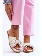 Dámské kožené pantofle s mašlí Bílé Becky Dámské kožené pantofle s mašlí Bílé Becky