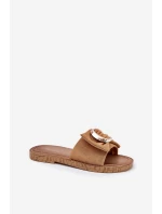Ploché Dámské Sandály S Ozdobným Detalem Camel Nellodra