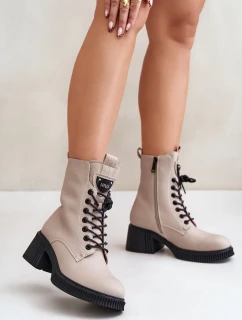 Zateplené Dámské Kotníkové Boty z Přírodní Kůže Vinceza Béžové