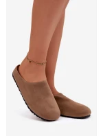 Dámské domácí pantofle z eko semiše – khaki Kalvess