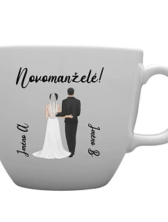 Personalizovaný MEGA XXL keramický hrnek 1 000 ml se svatebním párem