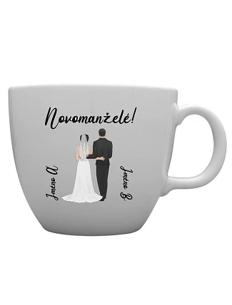 Personalizovaný MEGA XXL keramický hrnek 1 000 ml se svatebním párem