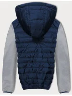 Tmavě modro-šedá sportovní pánská bunda z různých spojených materiálů (8M910-215) Tmavě modro-šedá sportovní pánská bunda z různých spojených materiálů (8M910-215)