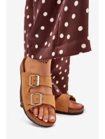 Dámské sandály na korkové platformě s přezkami Camel Livara