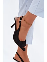 Dámské sandály na podpatku Eko semiš Černé Sevina