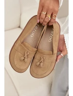 Kožené semišové mokasíny typu barefoot Zazoo – béžové