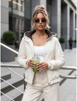 Dámská přechodná prošívaná bunda s kapucí ecru FashionStreet TY5617