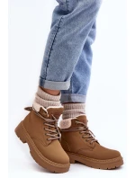 Dámské kožené Trapery s kožíškem Hnědá Lynnvia