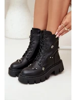Dámské Pracovní Boty S Ozdobami Zateplené Černé Lunea