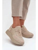 Kožené dámské tenisky na platformě Artiker 55C0021 béžové