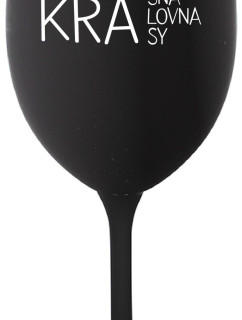 KRÁSNÁ KRÁLOVNA KRÁSY - černá sklenice na víno 350 ml