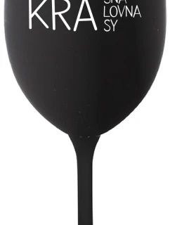 KRÁSNÁ KRÁLOVNA KRÁSY - černá sklenice na víno 350 ml