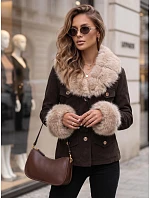 Dámská bunda s odnímatelnou kožešinou, hnědá, FashionStreet TY5851 Dámská bunda s odnímatelnou kožešinou, hnědá, FashionStreet TY5851