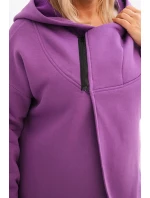 Dámská mikina Plus Size zateplená s kapucí a asymetrickým zipem tmavě fialová Dámská mikina Plus Size zateplená s kapucí a asymetrickým zipem tmavě fialová