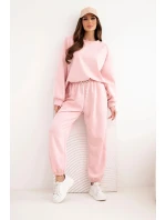 Dámský máslový komplet s volnou mikinou a kalhotami s nápisem LOVE pudrově růžová