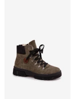 Zateplené dámské trapery na platformě tmavě zelené Zaraine