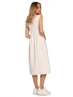 M581 Šaty bez rukávů s vysokým pasem - krémové M581 Šaty bez rukávů s vysokým pasem - krémové
