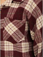 Dámská kostkovaná košile oversize v bordó barvě FashionStreet TY6047 Dámská kostkovaná košile oversize v bordó barvě FashionStreet TY6047