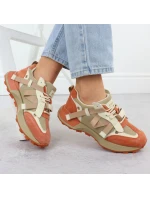 Dámské kožené tenisky béžové a oranžové Goe RR2N4064 Dámské kožené tenisky béžové a oranžové Goe RR2N4064