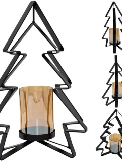 KOVOVÝ SVÍCEN 31,5 CM VÁNOČNÍ STROMEK SLÍDA