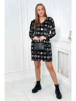 Sametové šaty s ozdobným vzorem černý