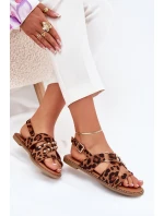 Dámské sandály na plochém podpatku se zlatými hroty panterka Zanira