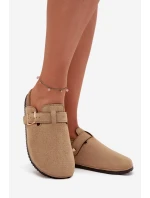 Dámské Pantofle Na Korkové Platformě Se Zlatou Přezkou Big Star SS274738 Béžové