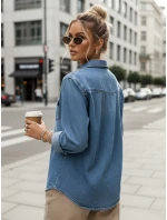 Dámská džínová košile oversize DENIMOVA modrá FashionStreet DY0467 Dámská džínová košile oversize DENIMOVA modrá FashionStreet DY0467