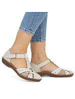 Dámské pohodlné sandály na suchý zip se zabudovanou špičkou béžové Rieker M1655-61