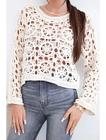 Dámský letní krajkový svetr s knoflíky a dlouhým rukávem černý