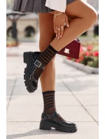 Lakovane Dámské Polobotky S Přezkou Černé Plikuria