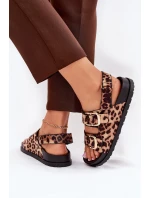 Dámské Sandály S Přezkami V Panteře Hnědé Seladith