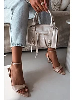 Dámské sandály na podpatku z eko kůže béžové Sedira