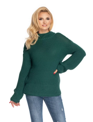 Dámský svetr model 146936 Tmavě zelená - PeeKaBoo Dámský svetr model 146936 Tmavě zelená - PeeKaBoo